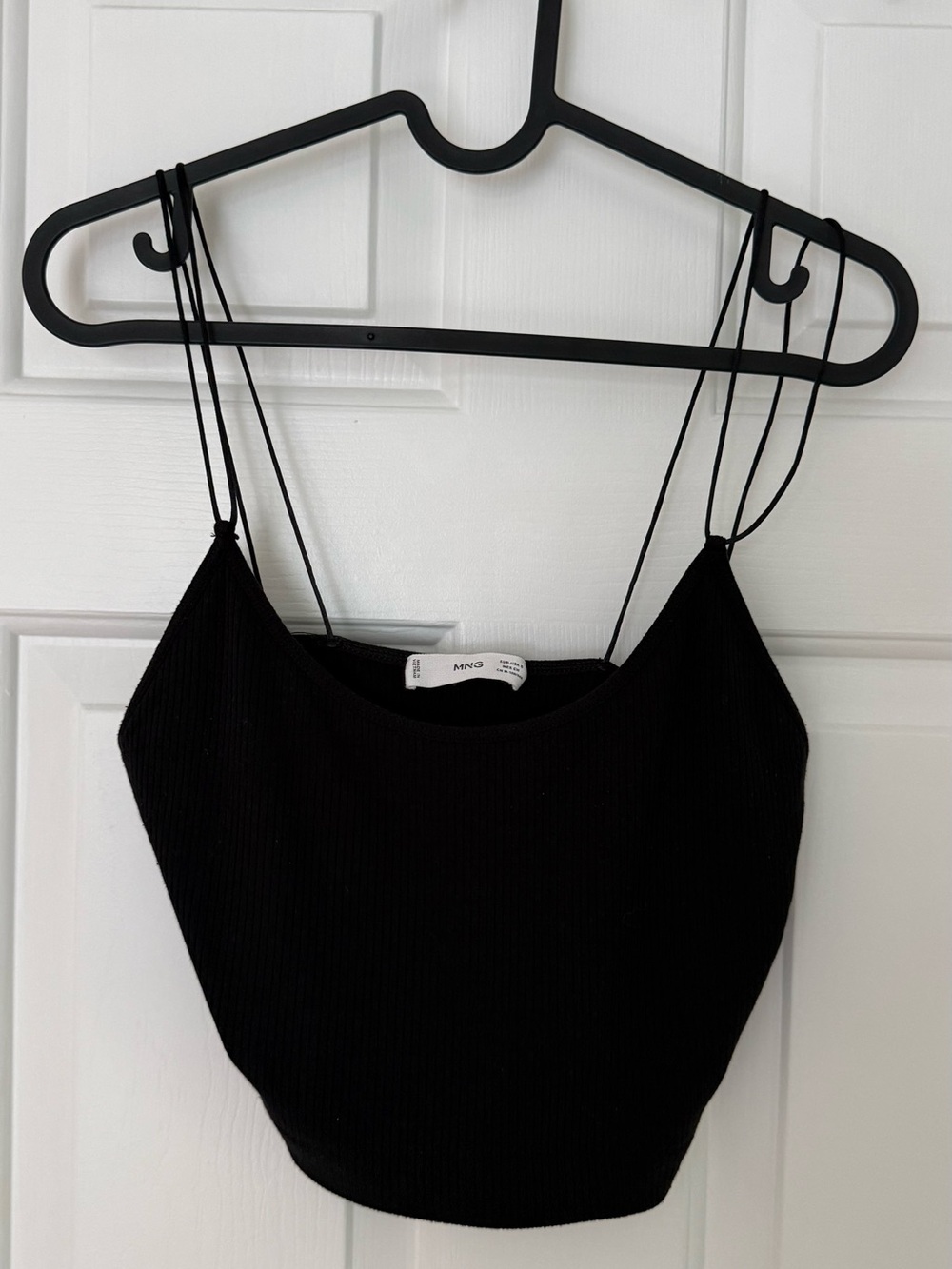 Mango Black Ribbed Double-Strap Camisole